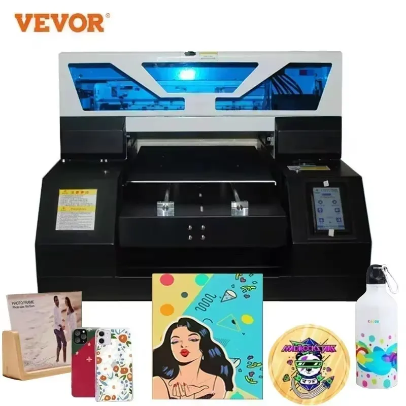 

VEVOR A3 A4 UV Flatbed Printer Sticker Label Printer Impresora A4 UV Printer Bottle LED Flatbed Printing For Phone Case Acrylic