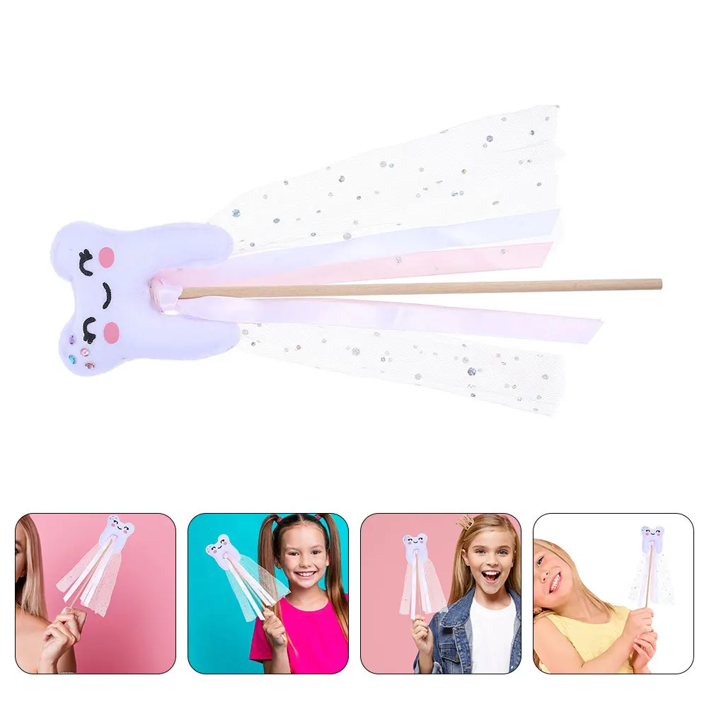 

2Pcs Kids Fairy Wand Tooth Shape Magical Party Prop for Dress Up Performances Bright Princess Style Wand for Festivals and