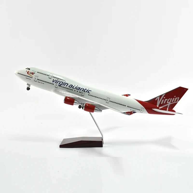 1:130 Scale Model Jet British Airways Virgin B747 Model Planes Kits Display Die-cast Airplane with LED Light