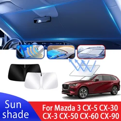 Car Sun Visor For Mazda 3 CX-5 CX-30 CX-3 CX-50 CX-60 CX-90 Auto Front Windshield Sunshade Heat Insulation Summer Accessories