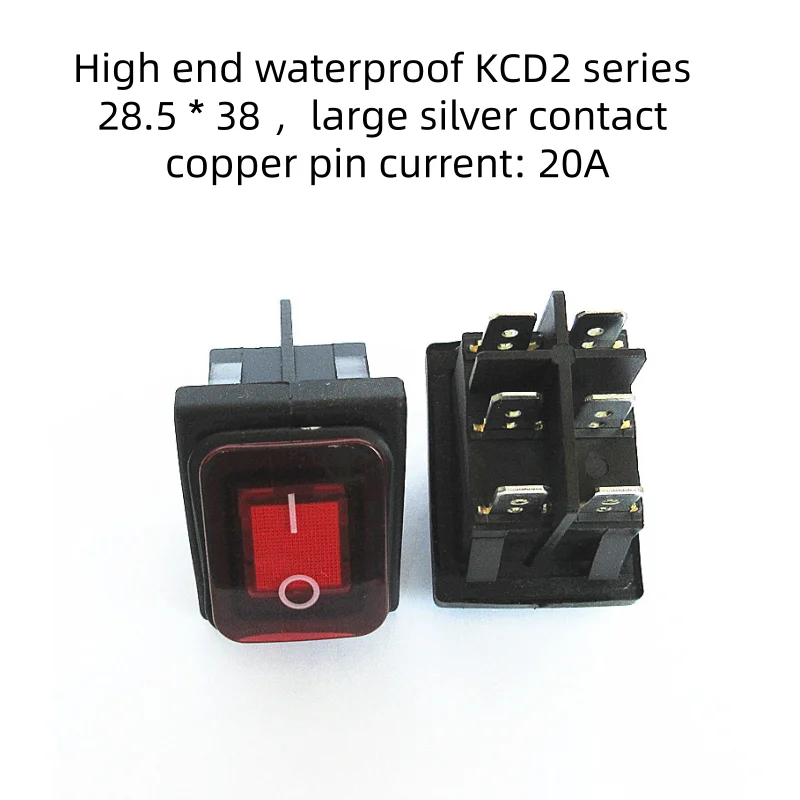 Waterproof  rocker switch, 2/3 position 4/6 pin rocker switch with light, large silver contact copper pin kcd4Waterproof version