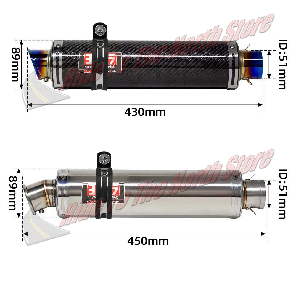 51mm Universal Interface Carbon/Stainless Yoshi Motorbike Exhaust Muffler Pipe for  Kawasaki Yamaha Honda Suzuki Bmw CFmoto ETC view 2