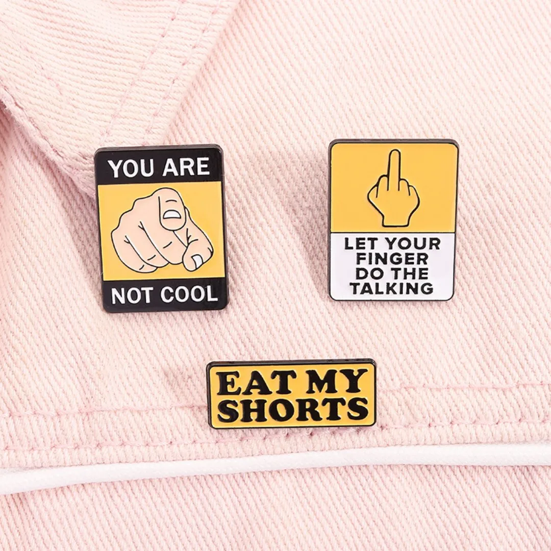 Humorous Social Quotes Enamel Pin Funny Satirizes Pins Eat My Shorts Brooch Backpack Hat Badge Animated Sitcom Nostalgia Jewelry
