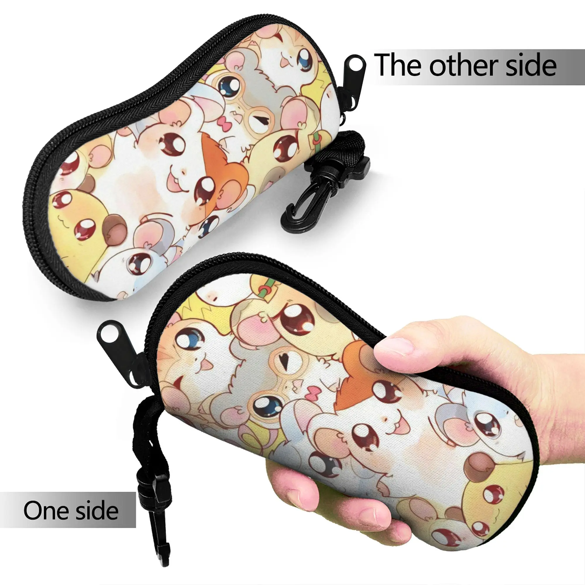 Cute Hamtaro  Glasses Case Cover  Print Sunglasses Case Retro Pocket Glasses Box Men Women Eyewear Box