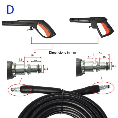Imagen 2 del producto Manguera de limpieza de agua de alta presión de 6 ~ 10m, cable de manguera de lavadora a presión para AR Blue Michelin Black & Decker Makita MAC Allister