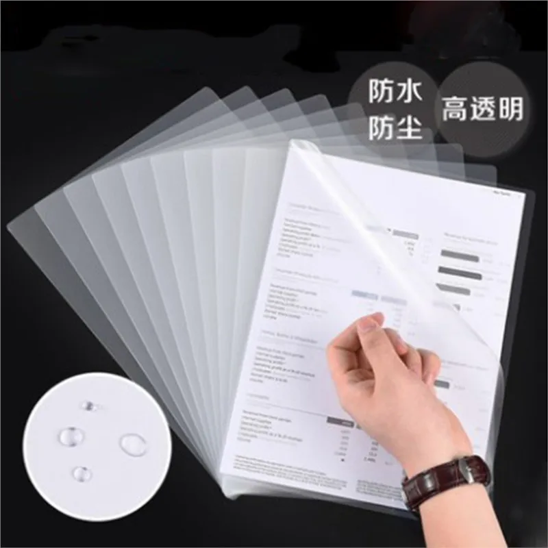 10pcs/set transparent single page folder A4 insert sheet folder file protection cover Presentation folder L Type File Bag