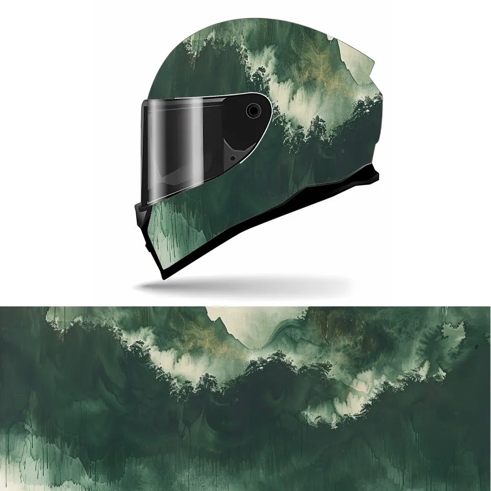 

Green Smoke Style Print Helmet Vinyl Wrap, Waterproof Removable Decals for Motorcycle Bike Helmets, Anti-Scratch Universal Fit,