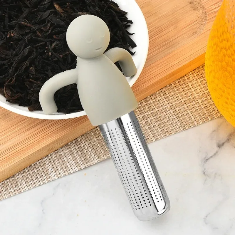 Creative Humanoid Tea Glass Infuser Tea Bag 304 Stainless Steel Silicone Tea Glass Filter Mesh Kitchen Accessories