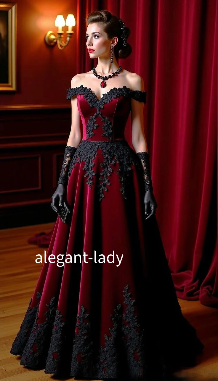 Personalizado borgonha vintage vitoriano vestido de noite renda apliques veludo vestido de baile ocasião especial vestido de noite escola vestido de baile