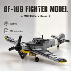 MOC Military Bf-109 F4 Bomber Technology Bricks Classic Airforce Fighter Aircraft Model Blocks Kit Toy For Adults Collection
