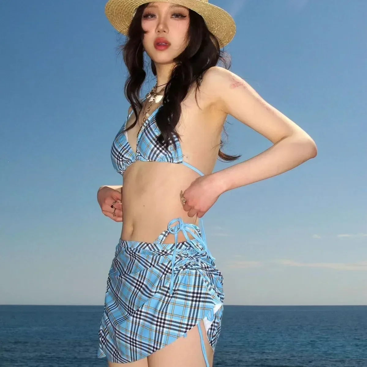 Sexy Bikini Swimsuit Women's Small Chest Gathered Hot Spring Beach Vacation Swimwear Two-Piece Swimsuit from Mainland China