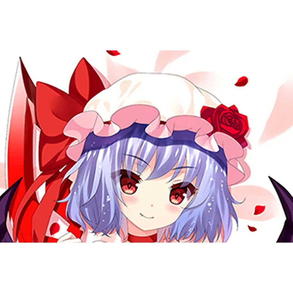 Anime Remilia Scarlet Dakimakura Pillow Cover Red Rose Hat Purple Hair Double Sided