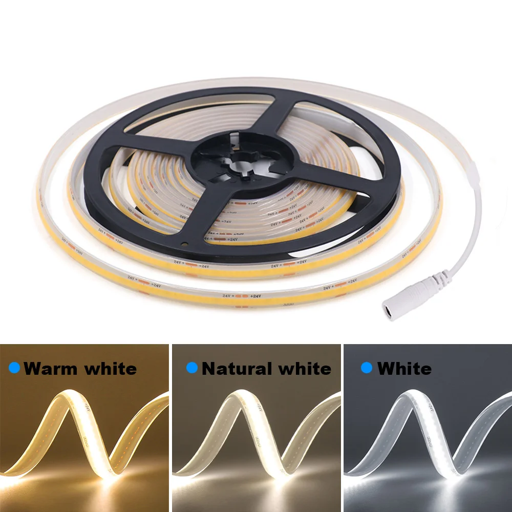 12V 24V IP68 Waterproof COB LED Strip Light 3000K 4000K 6000K RA90 320 LEDs Flexible Tape Ribbon Clear Rope Lights Home Decor