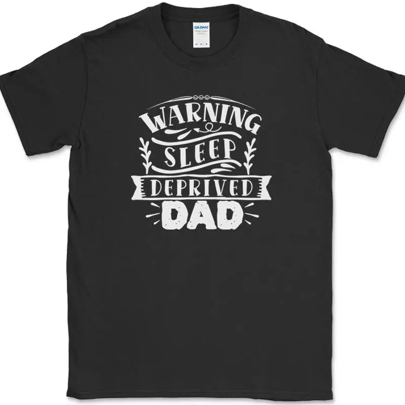 

Warning Sleep Deprived Dad T-Shirt Funny New Born Fathers Day Text Tee