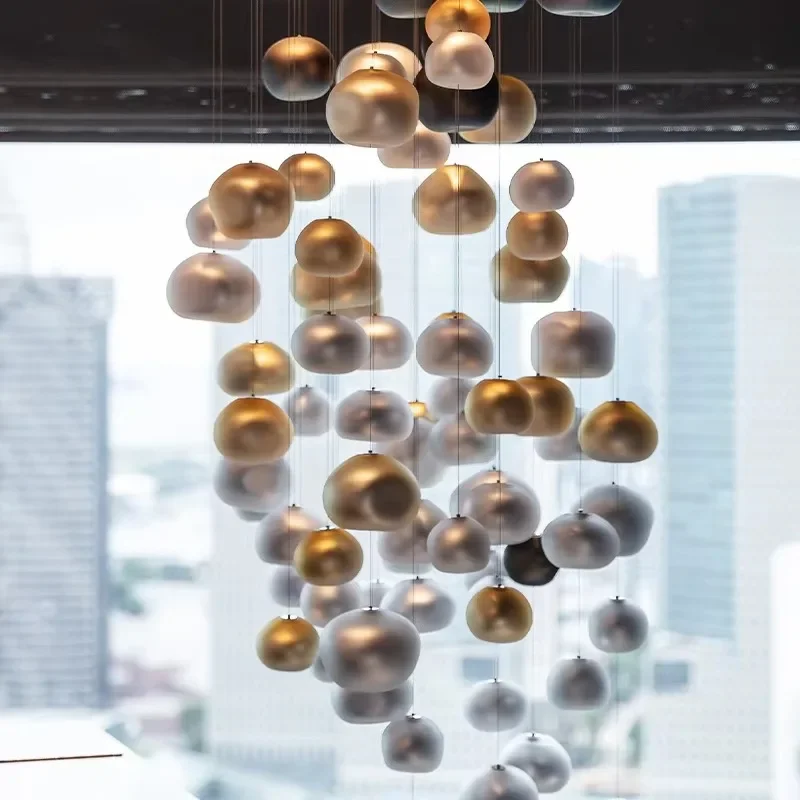 Lámpara de araña de perlas de lujo, iluminación personalizada, estilo moderno, decoración interior, gran proyecto, escalera residencial