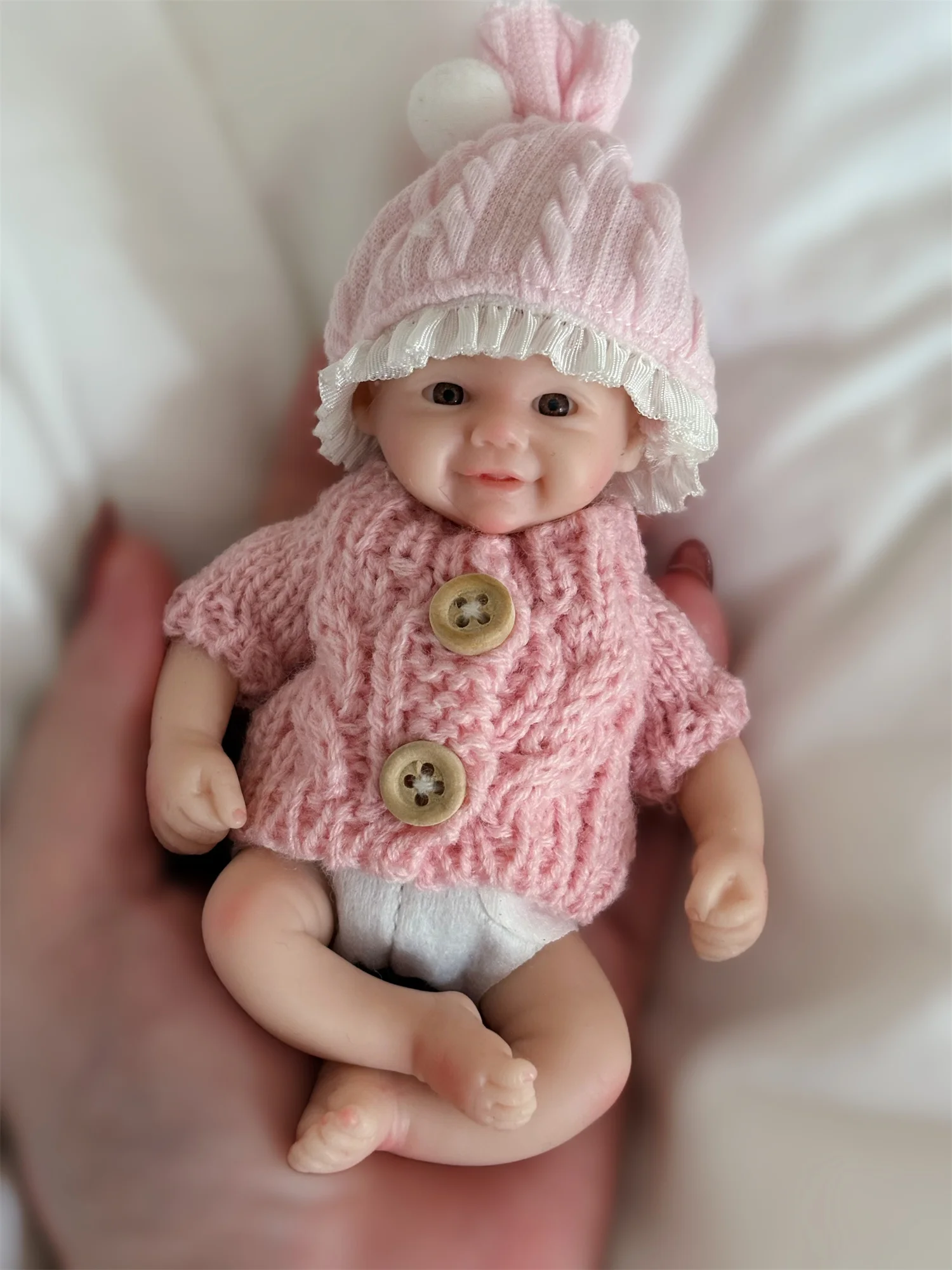 15cm Can Washable Mini Vivienne Solid Silicone Bebe Reborn Girl Doll WIth Painted Skin Soft Touch Lifelike Cute Reborn Dolls