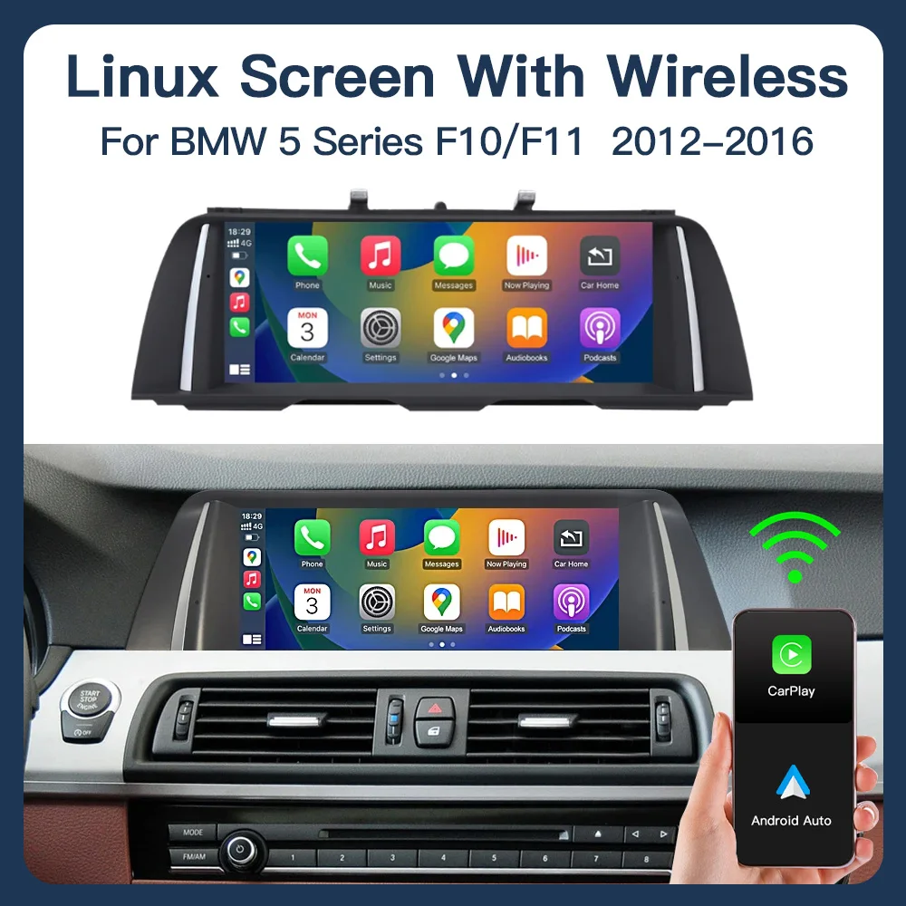 

CARABC беспроводной Apple Carplay и Android Авто 10,25 дюймов для BMW 5 серии F10/F11 2012-2016 система NBT