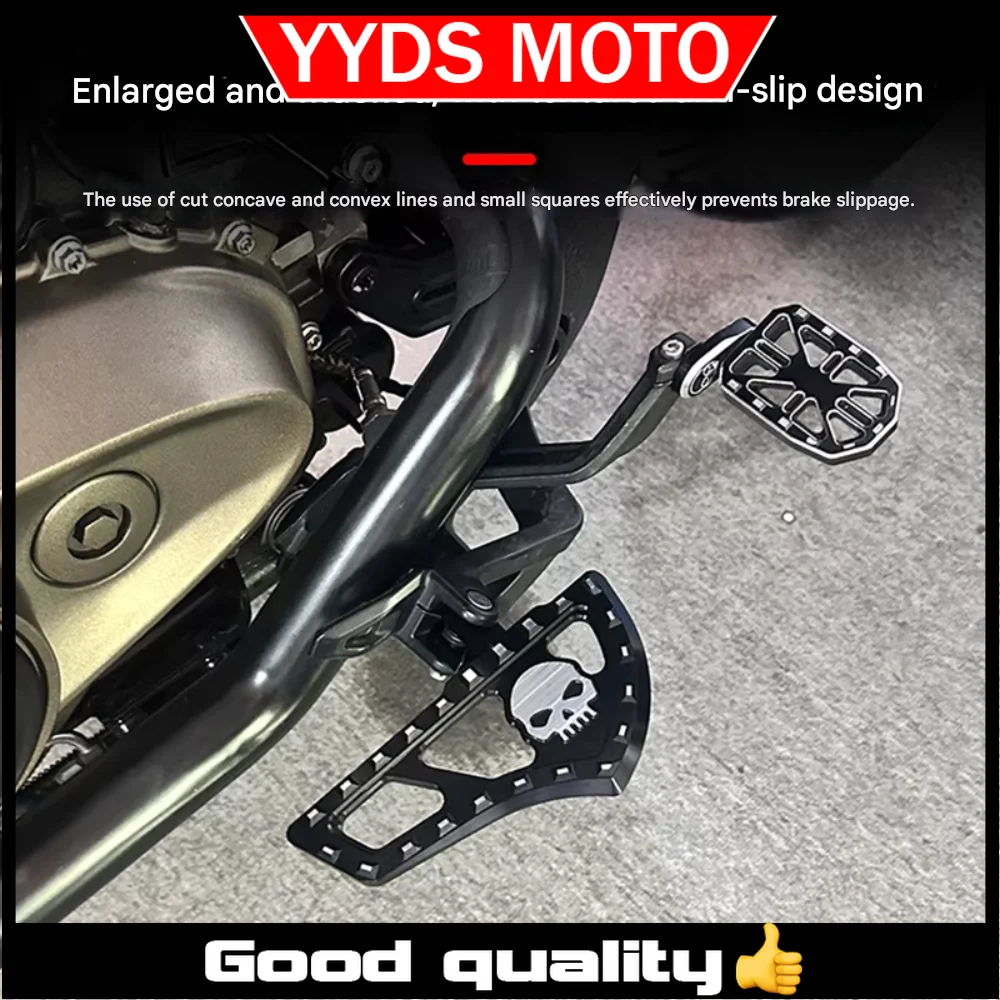 

QJMOTOR SRV600 modification: adjustable rear brake pedal, enlarged anti-slip front foot pedal, and widened brake pedal.