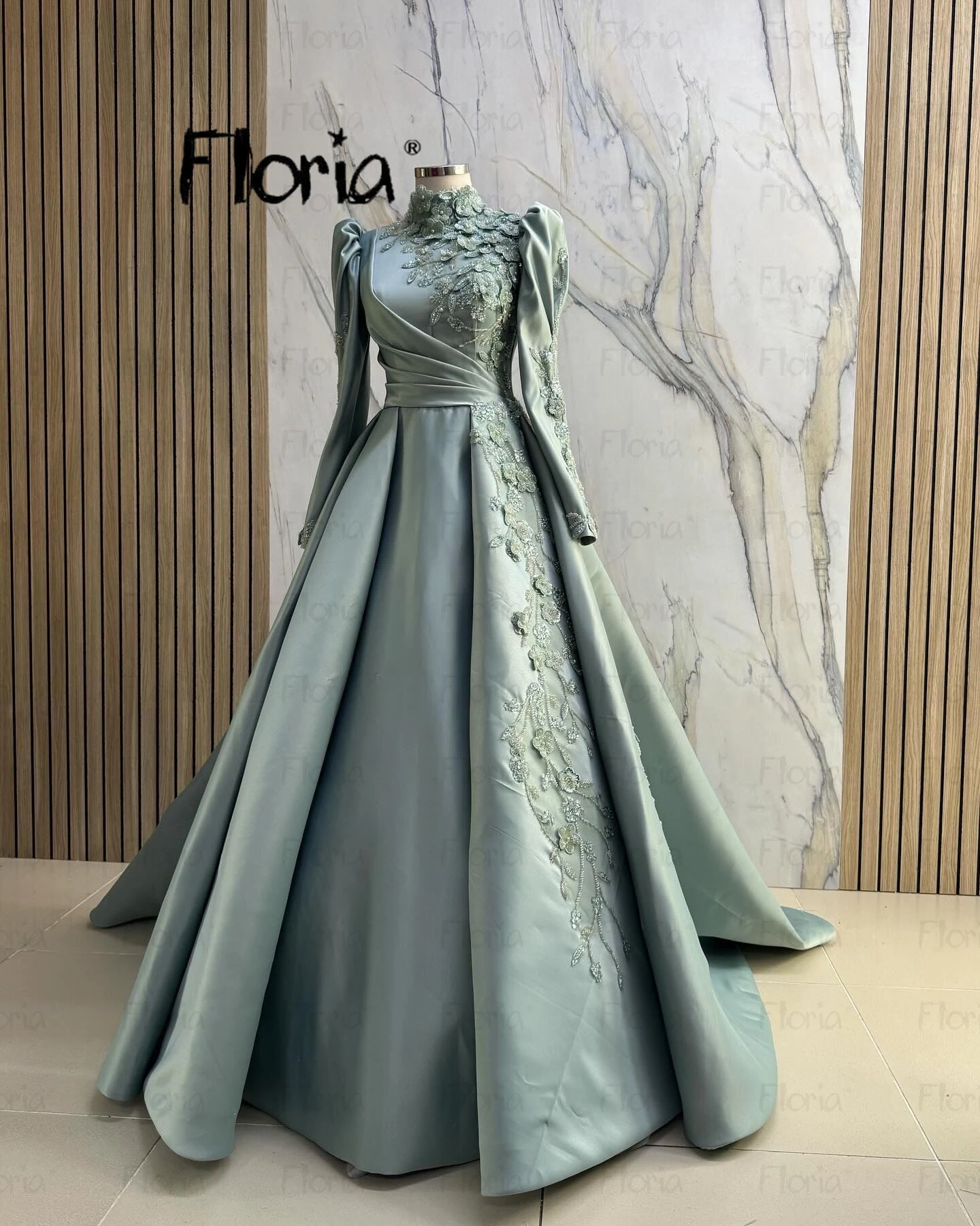 Plus Size Muslim A Line Prom Dresses Sage Green Formal Occasion Dress for Women Wedding East Middle Luxury Evening Party Dress