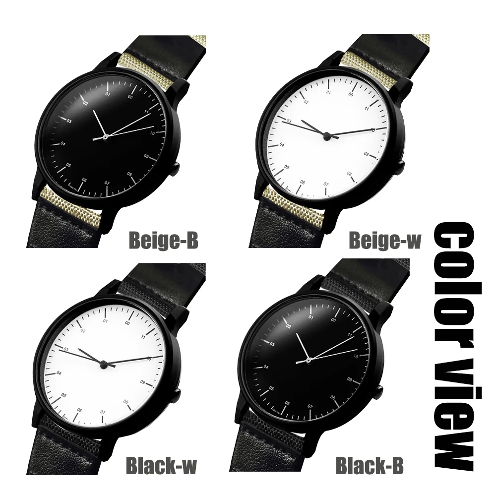 Reverse direction watch, different counterclockwise quartz watch, comfortable canvas strap. Suitable for both men and women