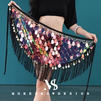 Bufanda de danza del vientre para mujer, cinturón de cadena de cintura de cadera con lentejuelas y borlas sexys, traje de actuación en escenario, accesorios de baile de danza del vientre