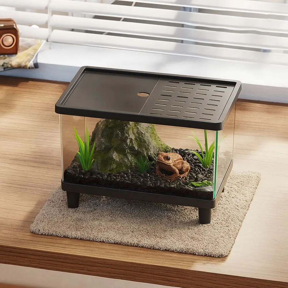 

Pet Spider Box Transparent Reptile Terrarium Visual with Cover Lizard Breeding Box Breathable Insect Observation Box Landscaping