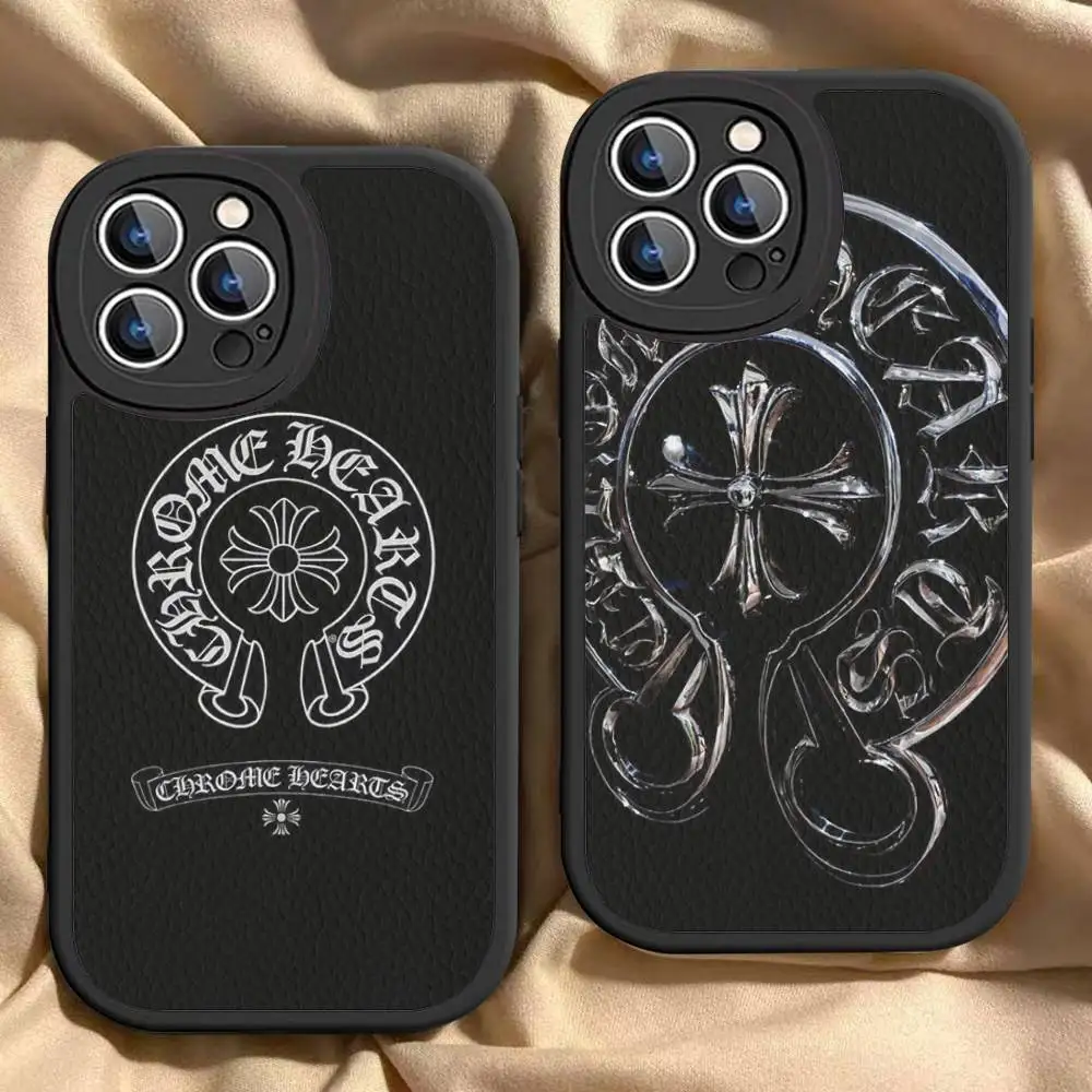 الكلاسيكية الفاخرة C-ChromeS H-القلب جراب هاتف آيفون 11 12 13 14 15 16 برو ماكس زائد أغطية جلد