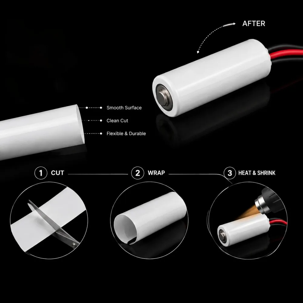 White 18650 Battery PVC Heat Shrink Tube Pack 30mm~ 300mm Insulated Film Wrap Lithium Battery Case Protection Cable Sleeve