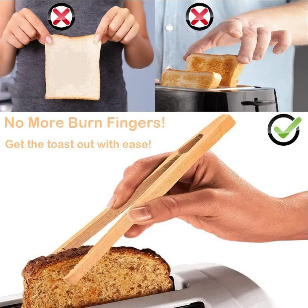 Bamboo Salad Food Toast Wooden Tea Tweezer Bacon Tea Clip Tongs Bend Clip Straight Clips Kitchen Accessories Teaware 1Pcs