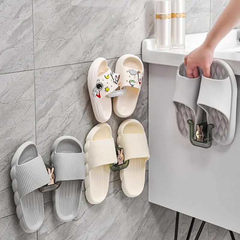 Cute Slipper Rack 8.3*4.5*7.5cm Storage Cute Bathroom Wall-mounted Hook Up Slipper Rack Punch-free Installation