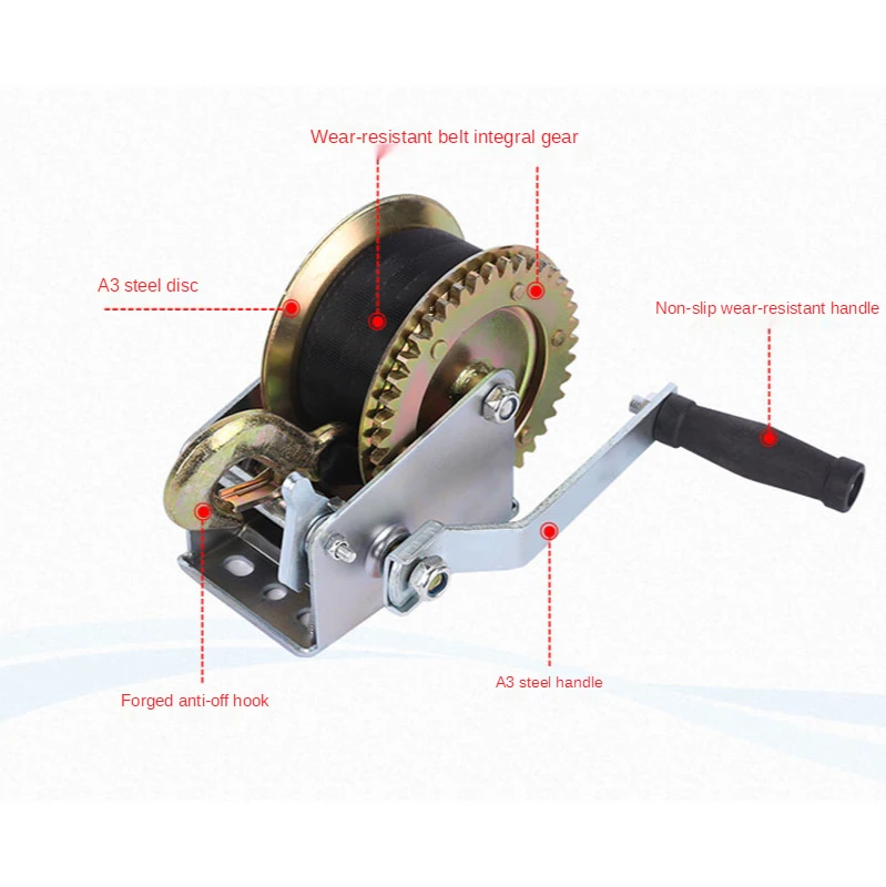 2000lbs-3000LBSx8m Boat Truck Auto Self-Locking Hand Manual Galvanized Steel Winch Hand Tool Lifting Sling.