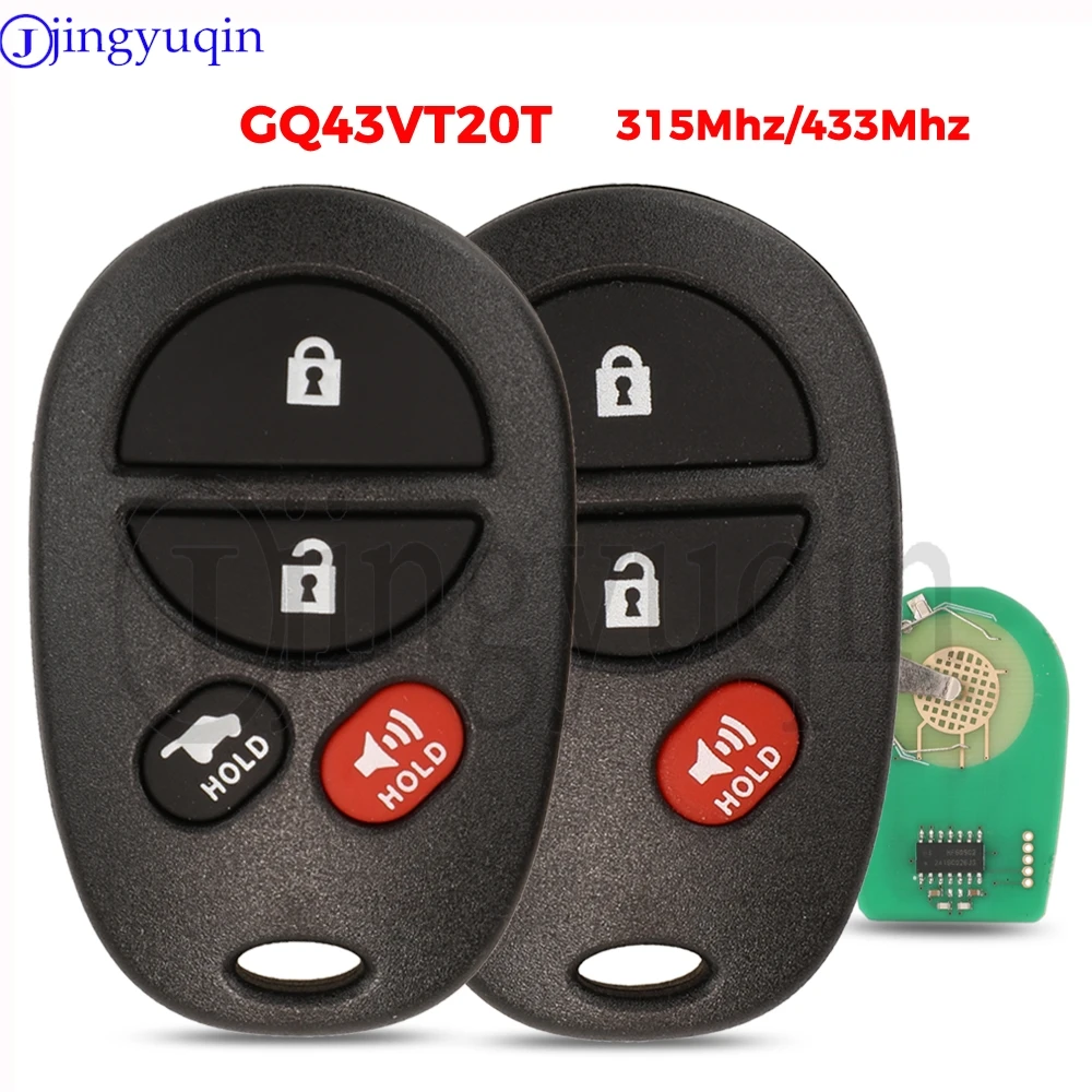 

jingyuqin 315Mhz/433Mhz GQ43VT20T 3/4 Buttons For Toyota Tacoma Tundra Highlander Sequoia Sienna 2008-2012 Smart Remote Car Key