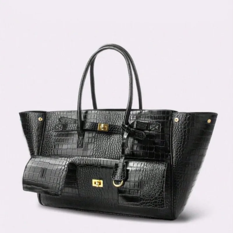Luxury Leather Diaper Bag For Women Minimalist Design Handbag Elegant Classic Commuter Large Capacity Bag