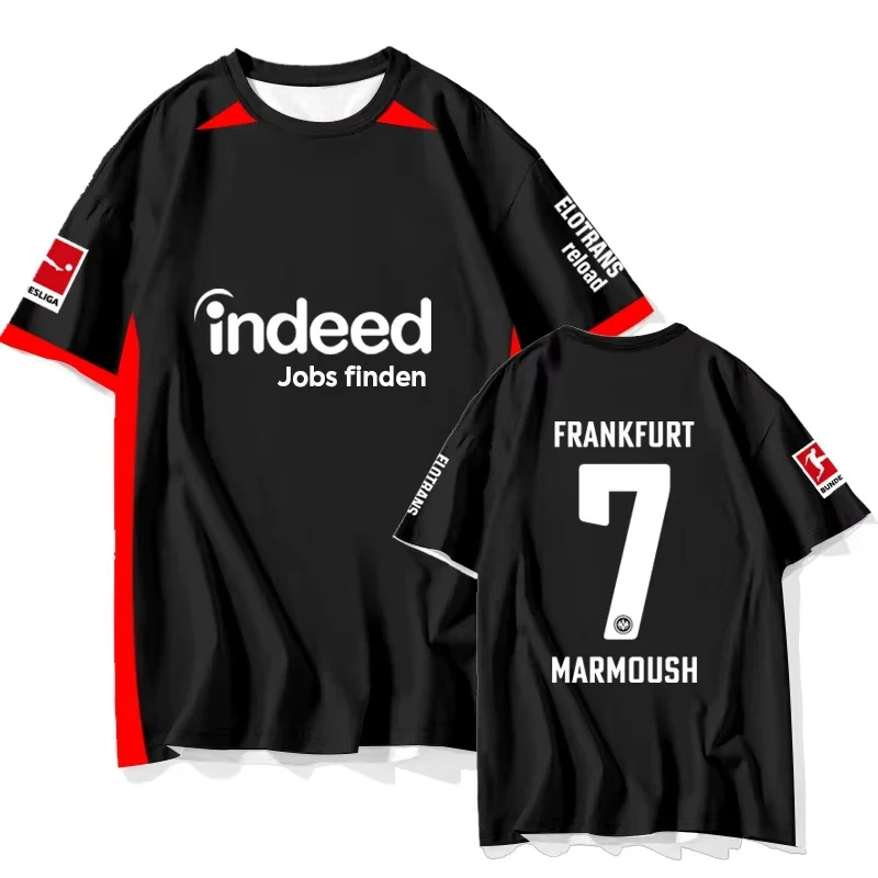 تي شيرت رجالي جديد مطبوع عليه فريق كرة القدم ثلاثي الأبعاد من فرانكفورت كاجوال برقبة دائرية وأكمام قصيرة ونجمة كرة القدم للجنسين ملابس رياضية للشارع