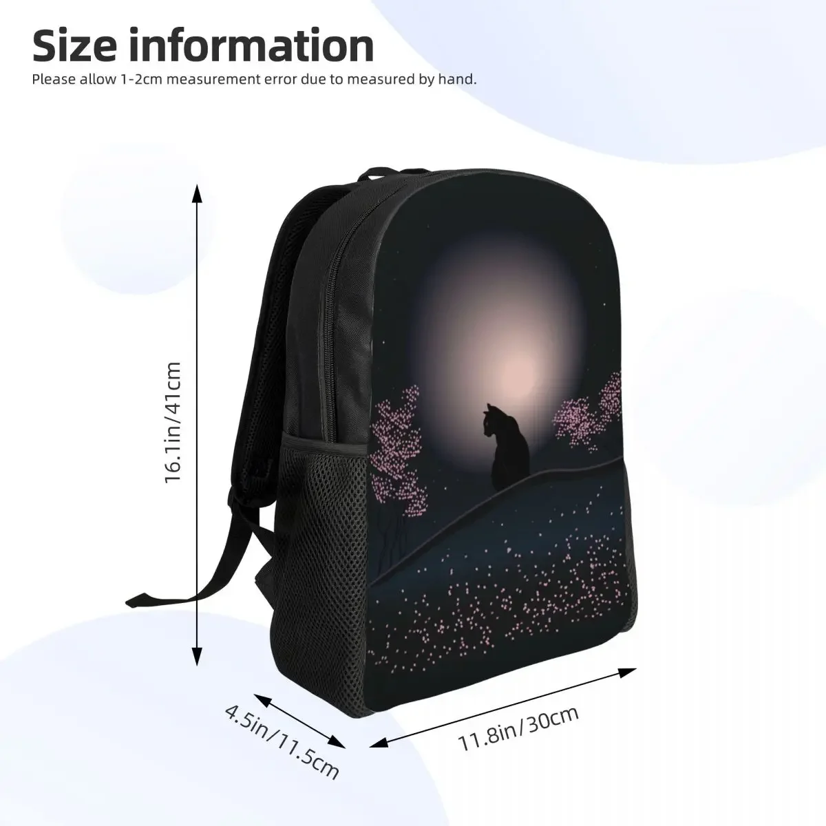 Custom Black Cat On A Beautiful Night With Full Moon Laptop Backpack Men Women Casual Bookbag for School College Student Bag