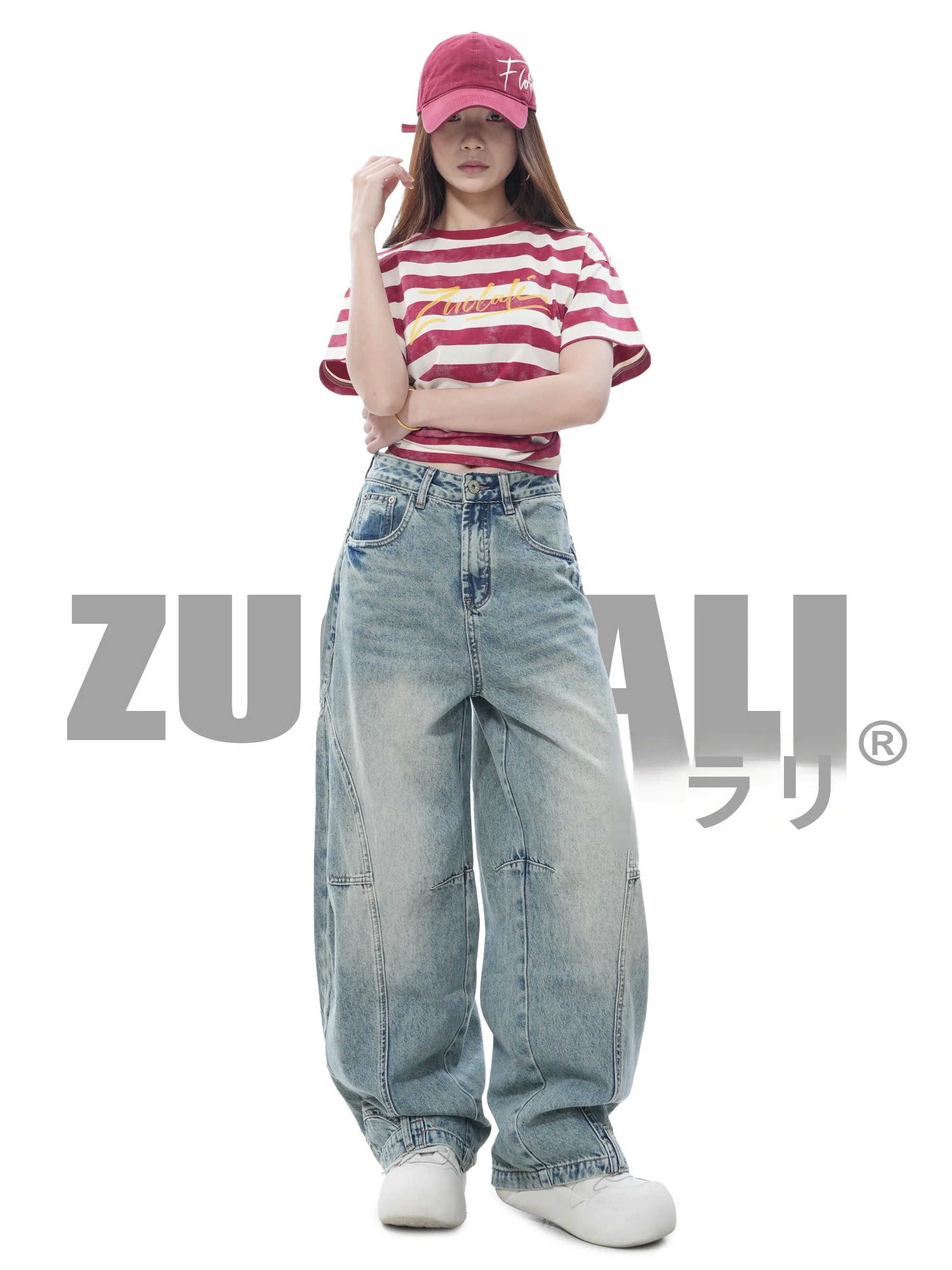 

Джинсы с высокой талией и широкими штанинами в стиле ретро, американские, из хлопка, удобные, для повседневной носки, весенние, женские, свободного кроя, без эластана