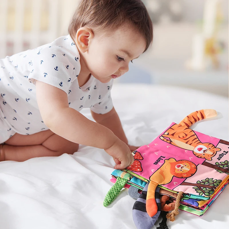 Childrens Cloth Book Six Pages Soft Washable Tearable Toys Cute Animal Tail Cloth Book Educational Toys Birthday Gift