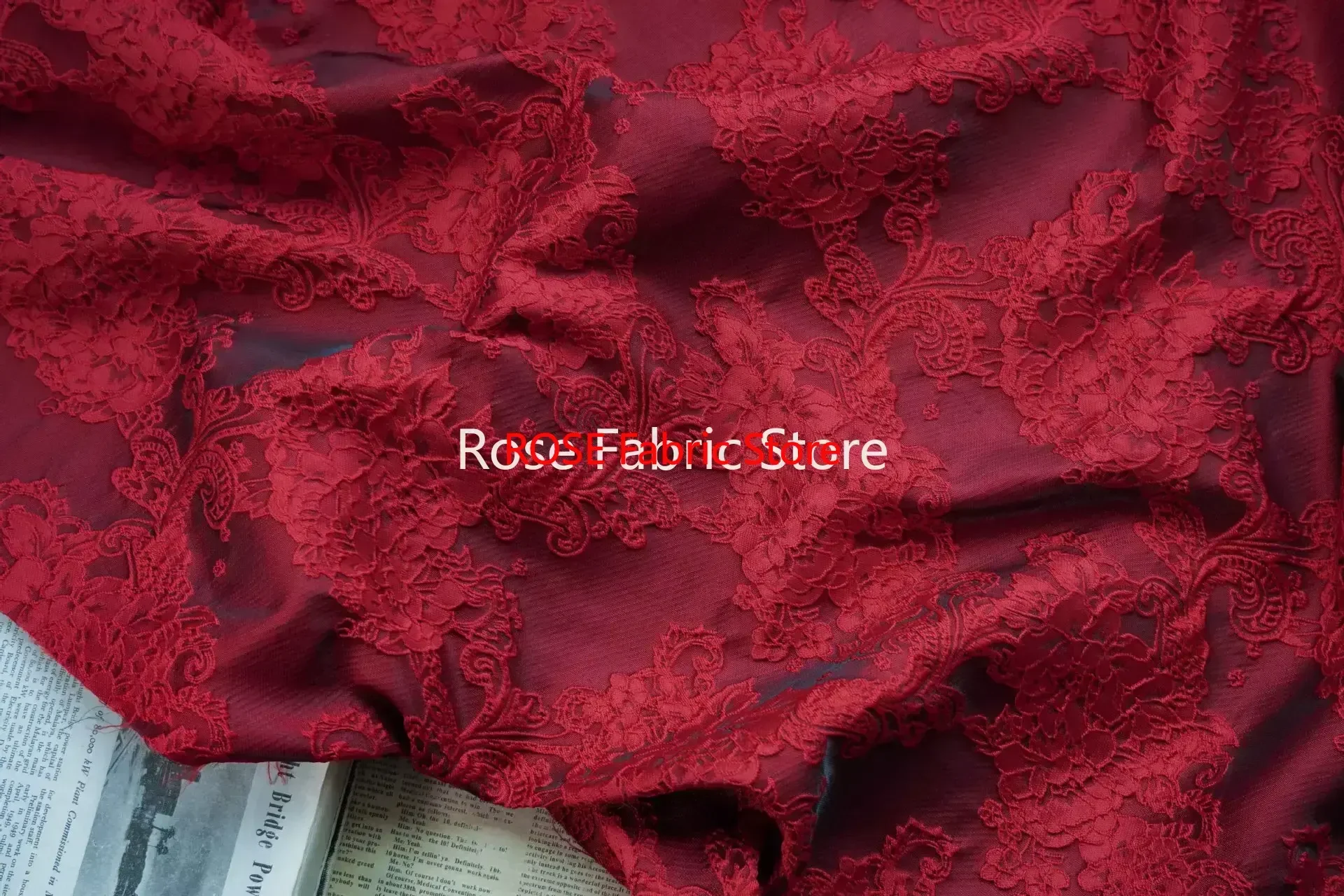 1 meter Retro Court Style Embossed Flower Brocade Jacquard Fabric Formal Dress Fluffy Skirt Decorative Sewing Fabric
