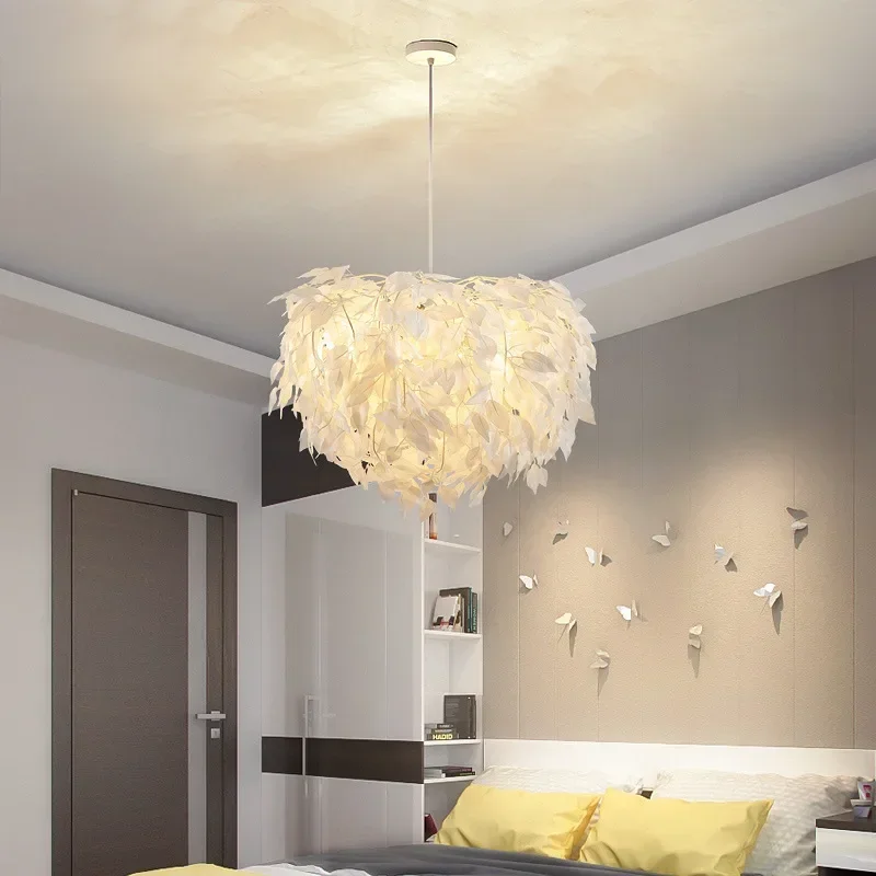 

Modern Chandelier Creative Personality Feather Round Led Lamp Restaurant Bar Cafe Living Room Lamp Chandelier Lighting