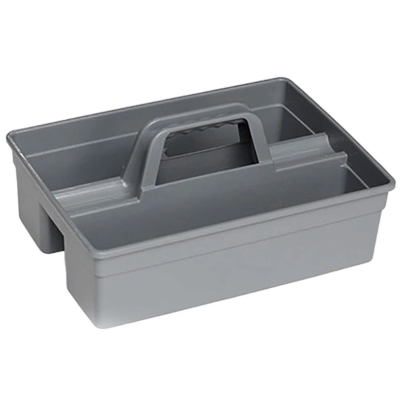 02DE Garden And Utility Tool Tray Plastic Open Top Storage Box With Center Handle for Cleaning Supplies, Garage Jobs, and