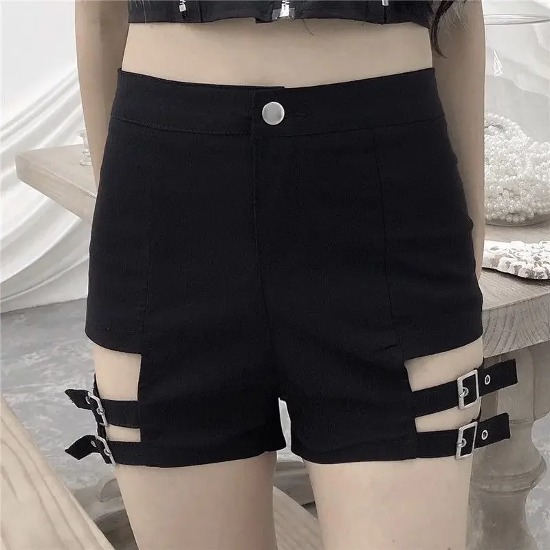 Coquette Donna Pantaloni corti a vita alta Nero Tendenza sexy 2025 Streetwear Prezzo basso Abiti anni 2000 Y2k Pantaloncini XL giovanili per le donne