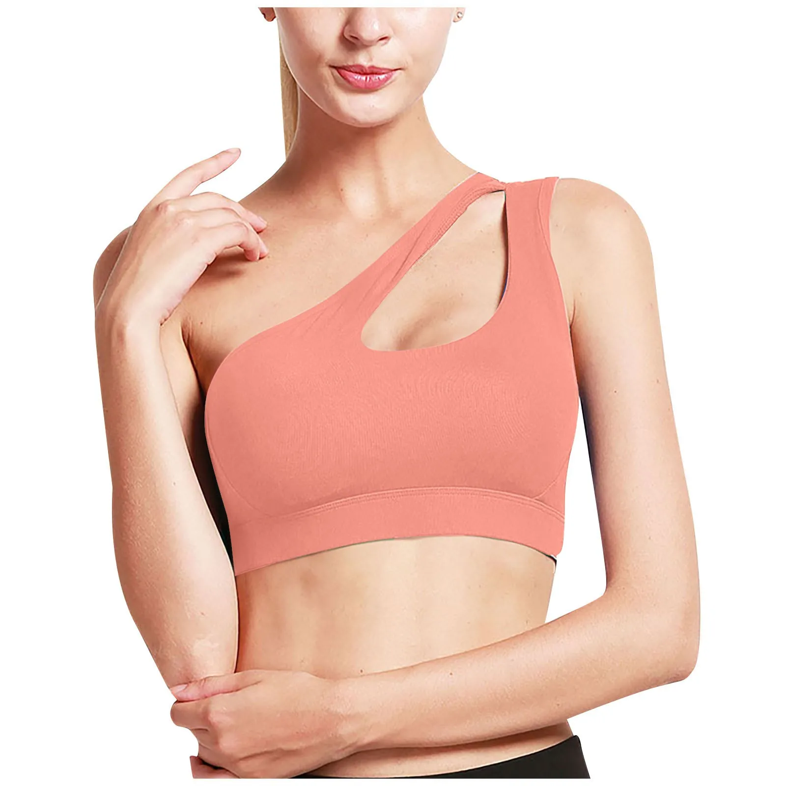 Sports Bra For Women Yoga Bra With Removable Pads One-shoulder Hollow Out Shockproof Running Bra Crop Top Fitness Gym Sportswear