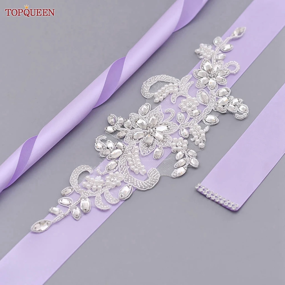 TOPQUEEN Fancy Women Dress Belts Beaded Rhinestones Applique Bridal Wedding Dress Sash Girlfriend Girls Ladies Accessorie S74