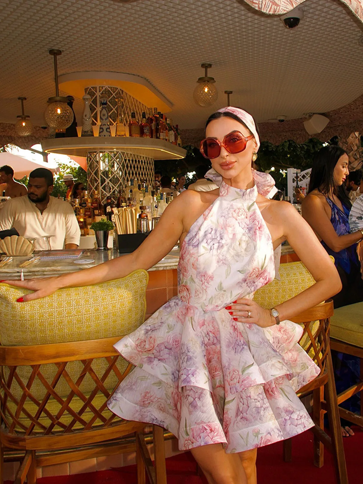 فستان AmyStylish النسائي المثير والمثير ذو الرسن الحلو المطبوع بالزهور وحفلات أعياد الميلاد وحفلات الزفاف وصيفة العروس والعطلات والتصوير الفوتوغرافي