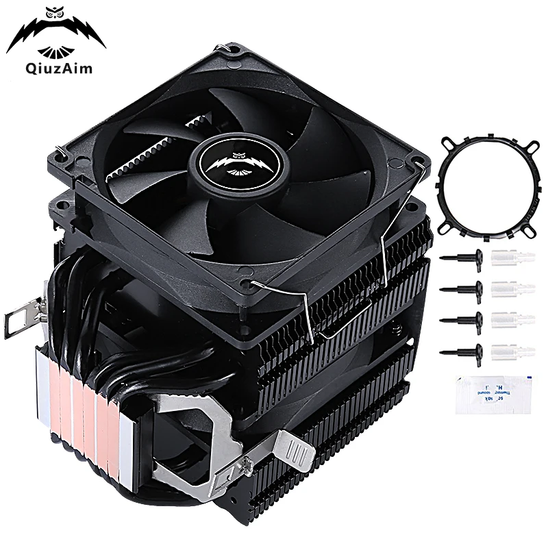 

QiuzAim Cpu Fan Cooler pc processor heatsink 4pin/PWM 6 Heat Pipe Twin Towers Installing LGA115x 1200 1700 1366 AMD am3 AM4 AM5