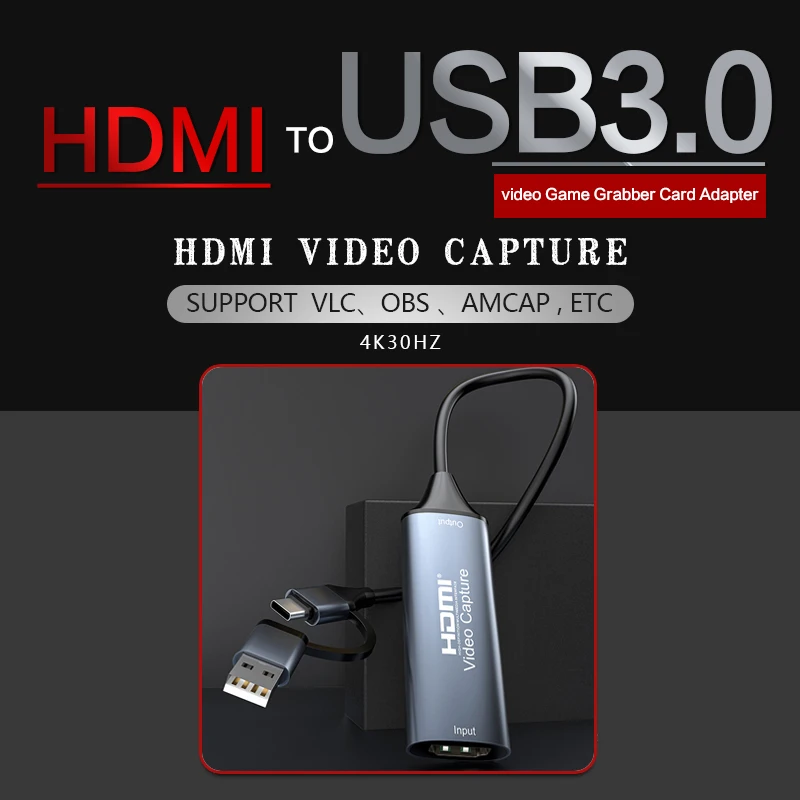 

HDMI To USB 2.0/USB 3.0/Type-C Video Capture Card Game Capture Device for Switch Xbox PS4/5 Live Broadcast Macbook PS4 PC Game