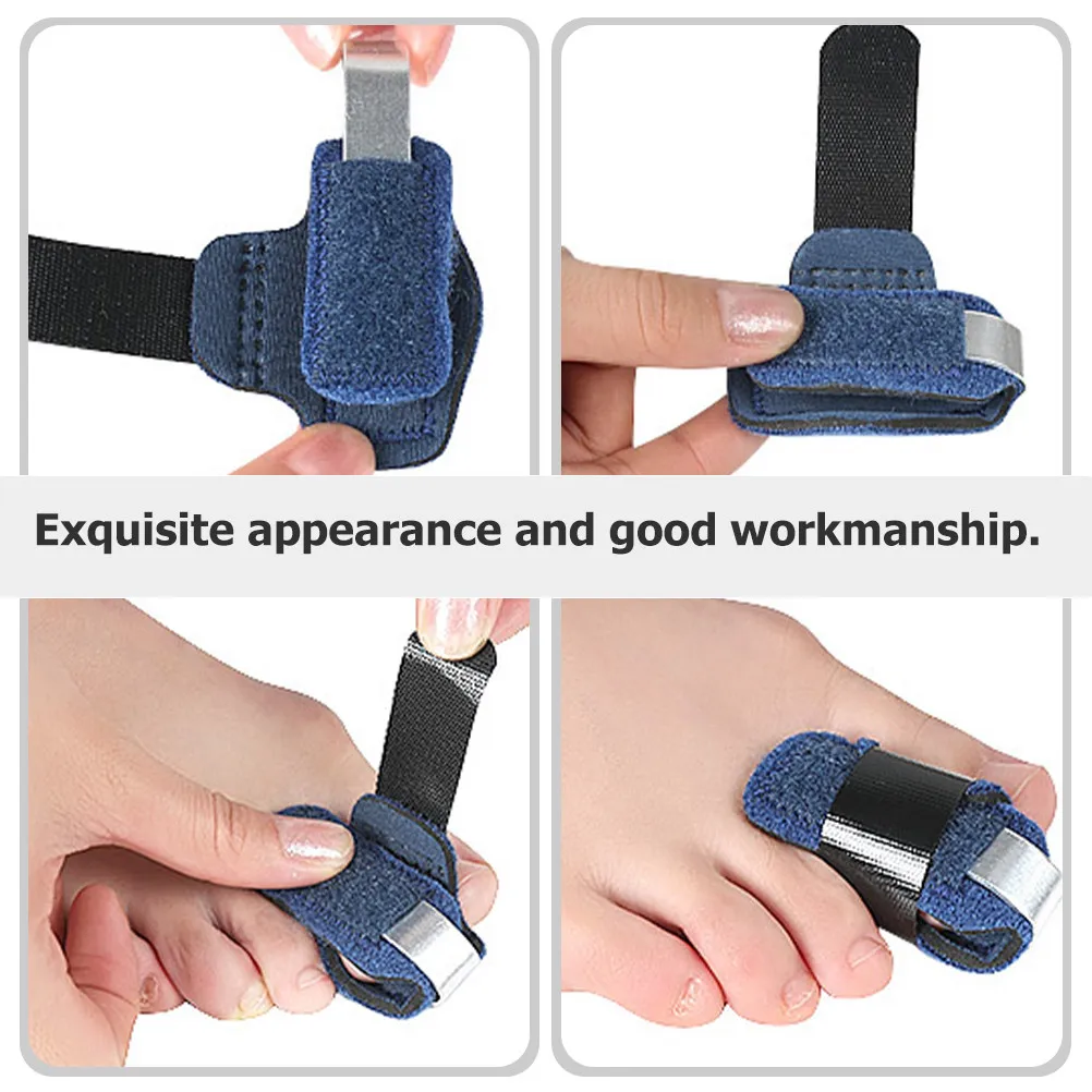 2Pcs Portable Toe Splint with Supple Breathable Fabric Removable Aluminum Strip for Overlapping Crooked Or Broken Toe