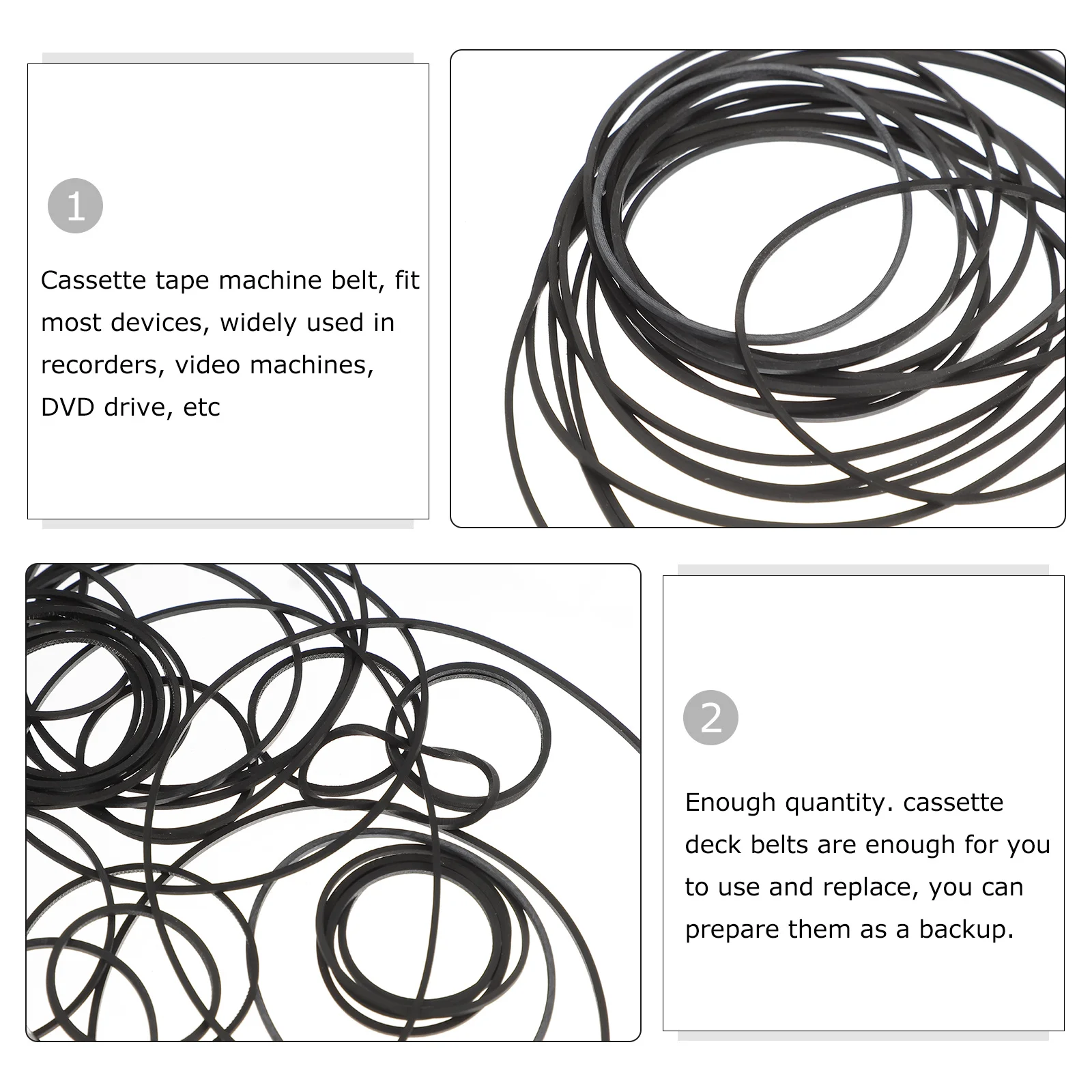 

50Pcs Cassette Tape Recorder Belts Durable Rubber Material Smooth Operation Vintage Tape Players Backup Supplies