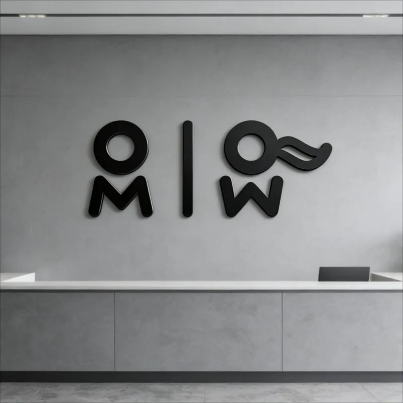 Acrylic 3D Bathroom Sign Self-Adhesive Door Decor Salon Shop Male Female Home Wall Art Hanging Plaque Ornament Modern