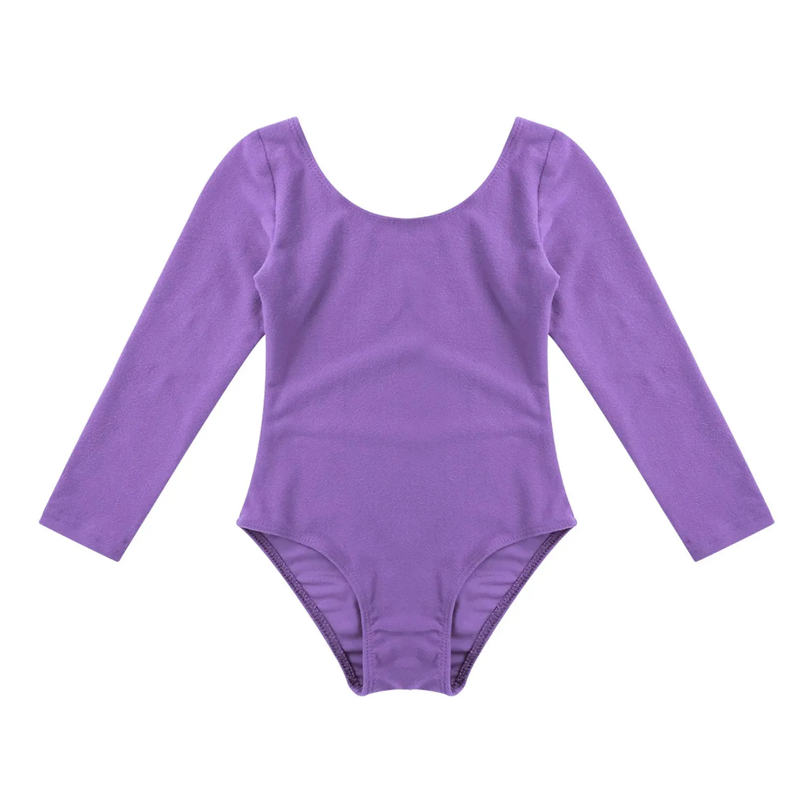 Kids Girls Long Sleeve Ballet Leotards Dance Costume Warm Solid Color Gymnastics Workout Training Bodysuit Dancer Wear